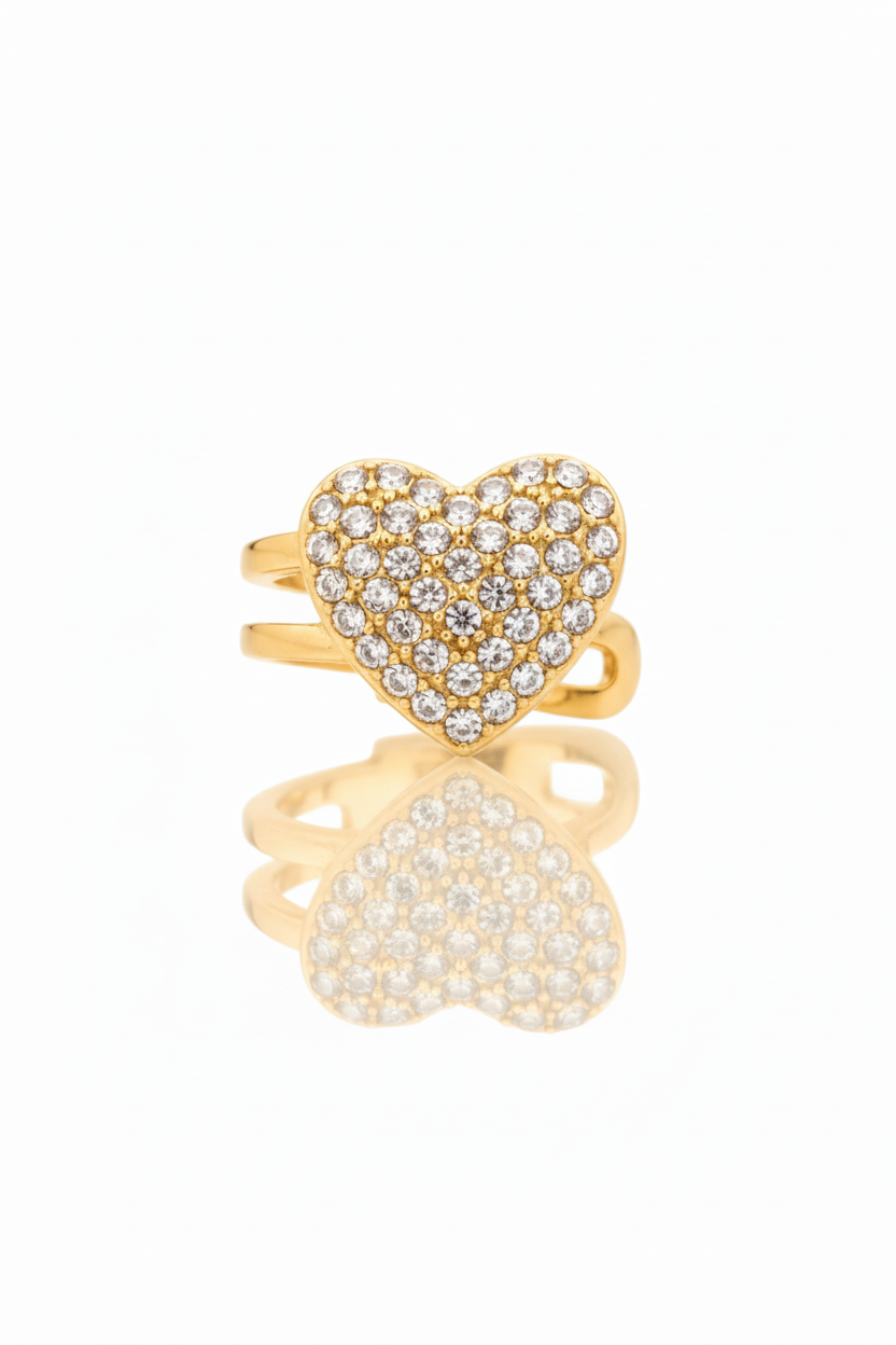 Anello cuore gold pavé