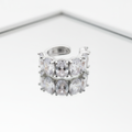 Earcuff silver zirconi ovali sfondo bianco specchiato