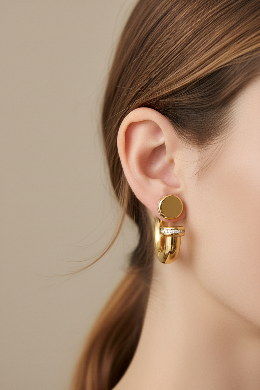 Pavé Clip Hoops indossati