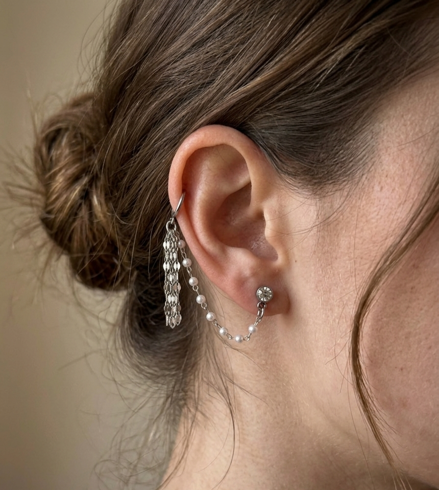 Orecchino singolo "Perla chic"